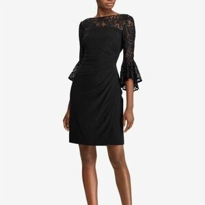 NWT Ralph Lauren Lace Sequin Bell Sleeve Cocktail Dress Size 14